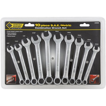 Steel Grip Steel Grip Metric and SAE Wrench Set Multiple in. L 10 pc 2265858